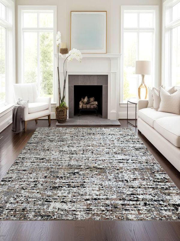 Carpetmantra Silver Grey Abstract Carpet 8ft X 10ft
