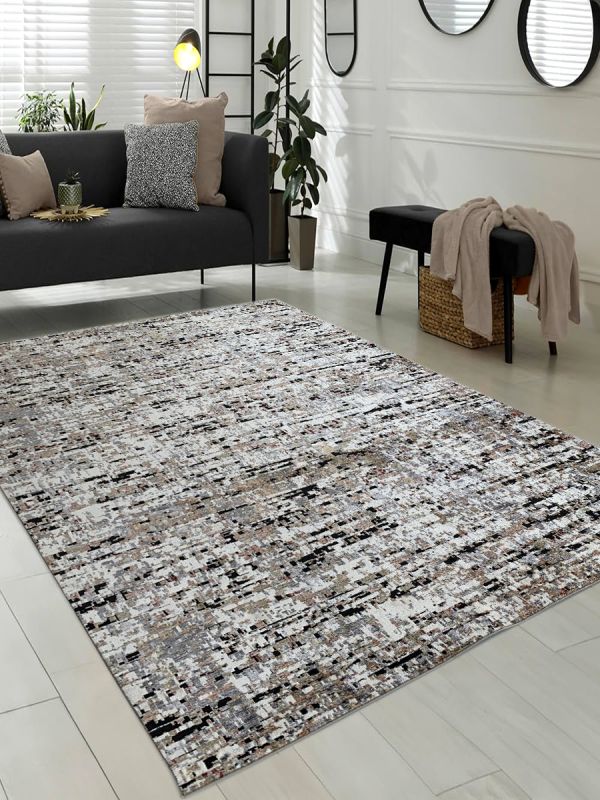 Carpetmantra Silver Grey Abstract Carpet 8ft X 10ft
