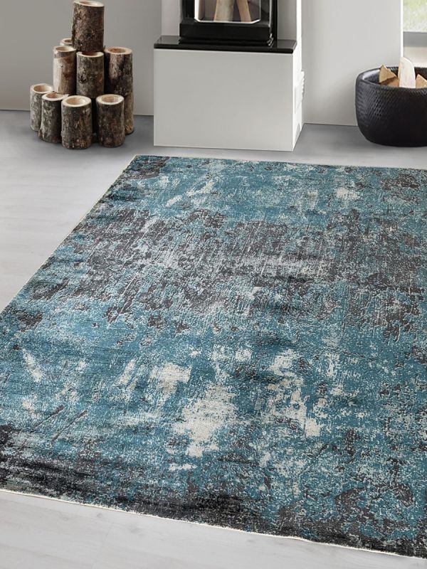 Carpetmantra Turquoise Multi 100% Banana silk Carpet 8.0ft  X 10.0ft
