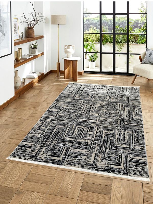 Carpetmantra Black modarn Carpet 6.6ft X 9.9ft