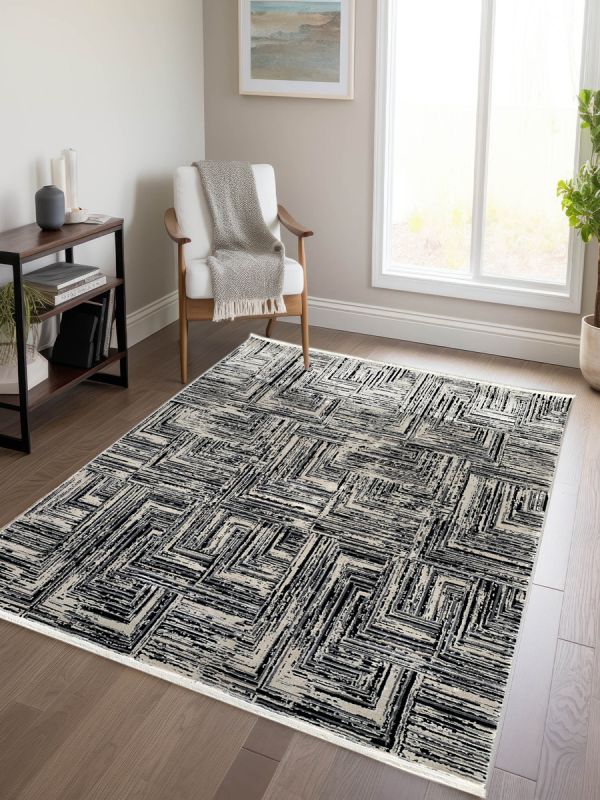 Carpetmantra Black modarn Carpet 6.6ft X 9.9ft