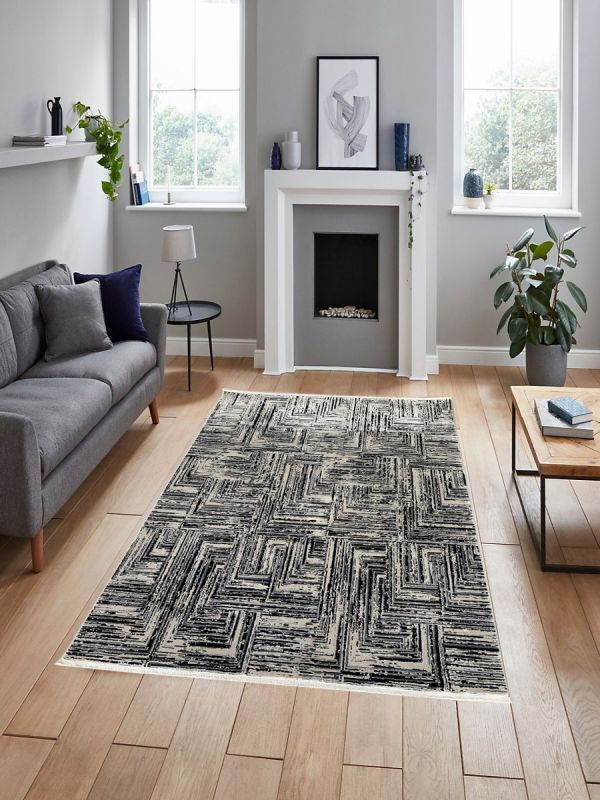 Carpetmantra Black modarn Carpet 6.6ft X 9.9ft