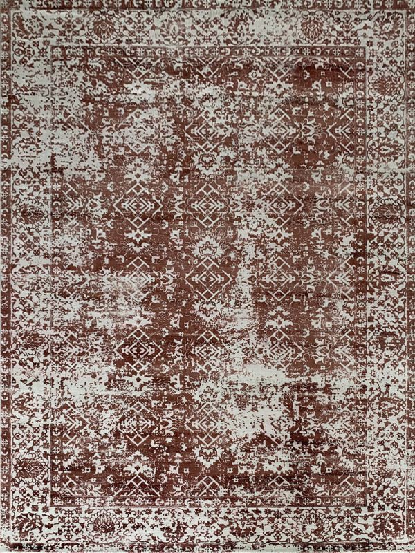 Carpetmantra Rust Modern 100% Viscose Carpet 5.1ft X 7.4ft