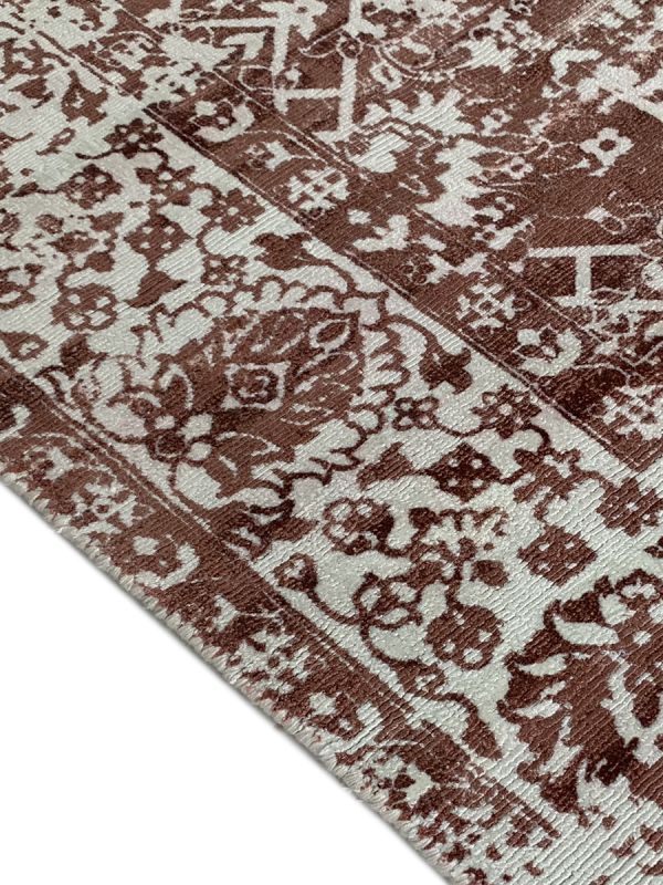 Carpetmantra Rust Modern 100% Viscose Carpet 5.1ft X 7.4ft