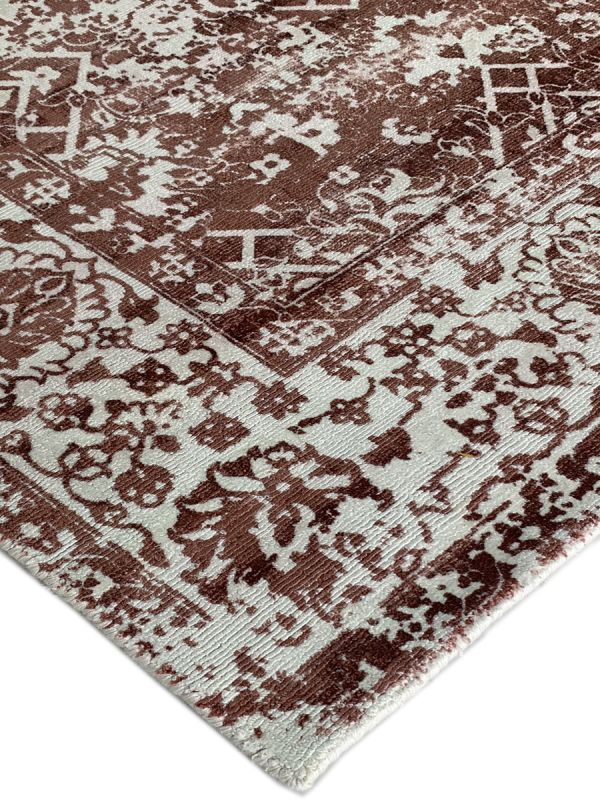 Carpetmantra Rust Modern 100% Viscose Carpet 5.1ft X 7.4ft