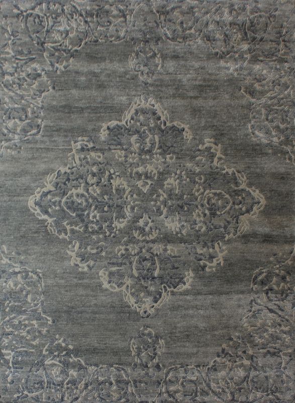 Carpetmantra Hand knotted Bamboo Silk Designer Grey Carpet 5.7ftx7.10ft 