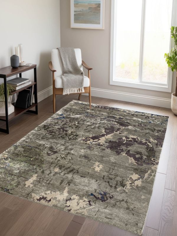 Carpetmantra Hand knotted Bamboo Silk Designer Carpet 5.5ftx 8.3ft