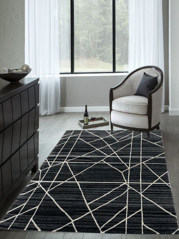 Carpetmantra Hand knotted Black Designer Carpet 4.1ftx5.5ft