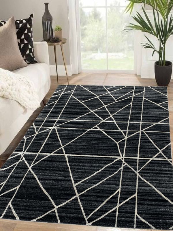 Carpetmantra Hand knotted Black Designer Carpet 4.1ftx5.5ft