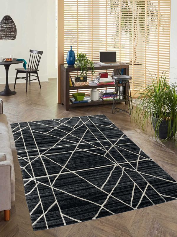 Carpetmantra Hand knotted Black Designer Carpet 4.1ftx5.5ft