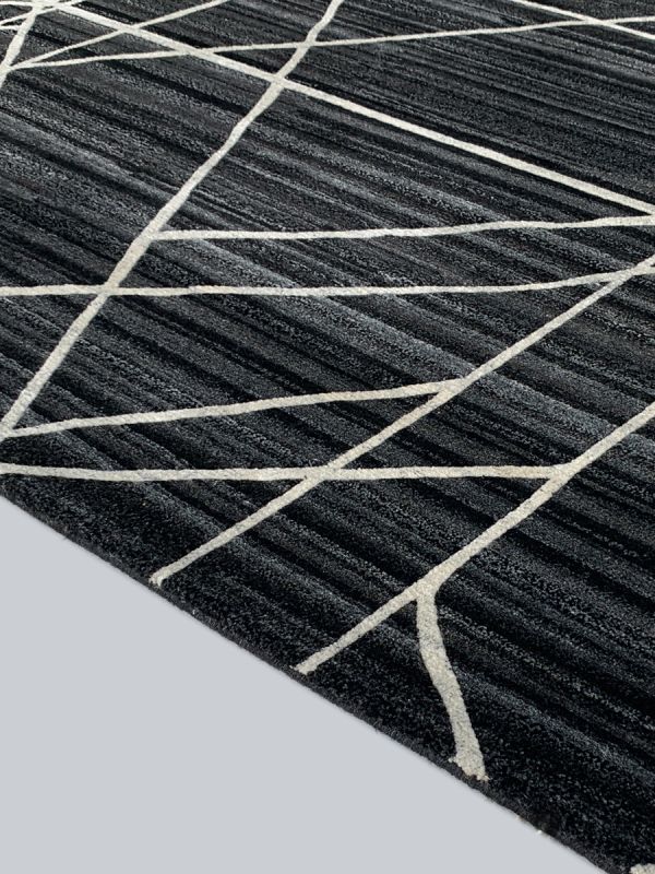 Carpetmantra Hand knotted Black Designer Carpet 4.1ftx5.5ft