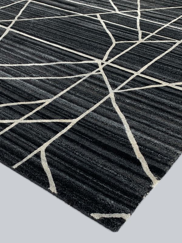 Carpetmantra Hand knotted Black Designer Carpet 4.1ftx5.5ft