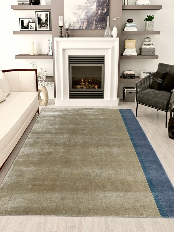 Carpetmantra Hand knotted Designer Bamboo Silk Beige Carpet 5.3ft X 6.10ft