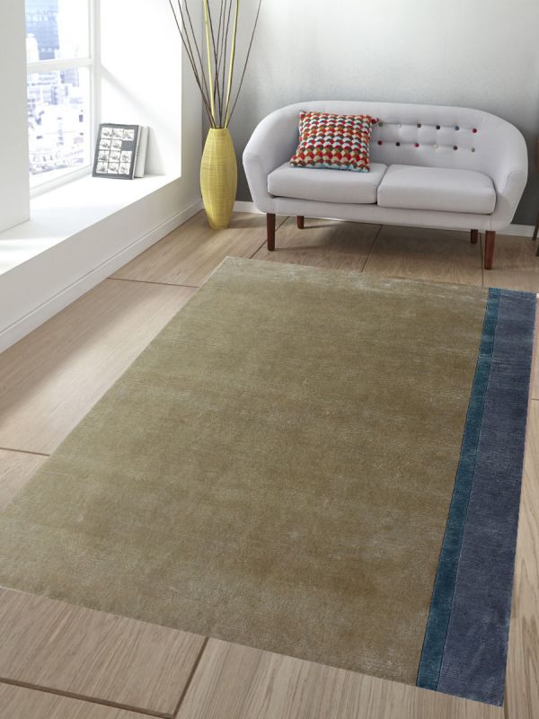 Carpetmantra Hand knotted Designer Bamboo Silk Beige Carpet 5.3ft X 6.10ft