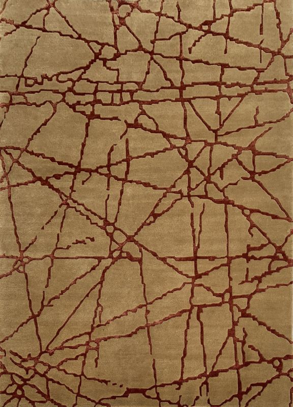 Carpetmantra Hand knotted Designer Gold Carpet 5.0ftx7.0ft