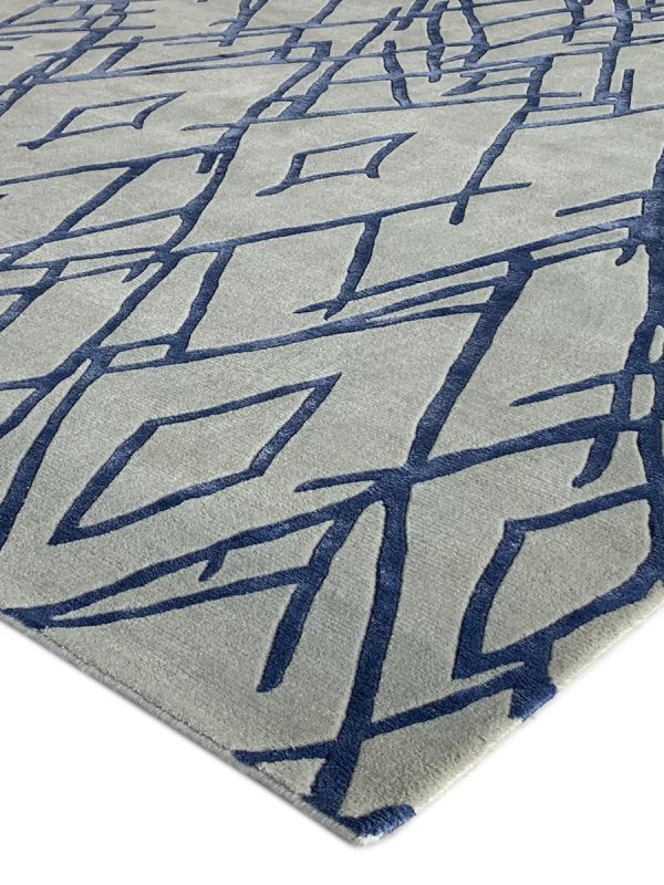 Carpetmantra Hand knotted Designer Silver Grey Blue Carpet 6ftx9ft