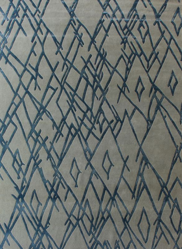 Carpetmantra Hand knotted Designer Silver Grey Blue Carpet 6ftx9ft