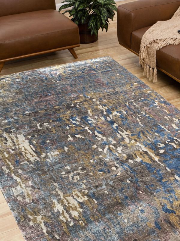 Carpetmantra Hand knotted Bamboo Silk Multi Carpet 6ft x 9ft