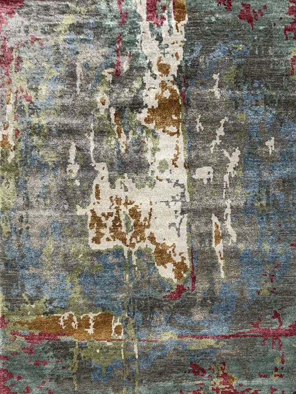 Carpetmantra Hand knotted Bamboo Silk Multi Abstract Carpet 6ft x 9ft