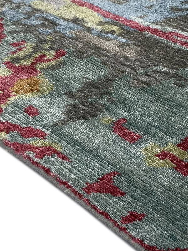 Carpetmantra Hand knotted Bamboo Silk Multi Abstract Carpet 6ft x 9ft