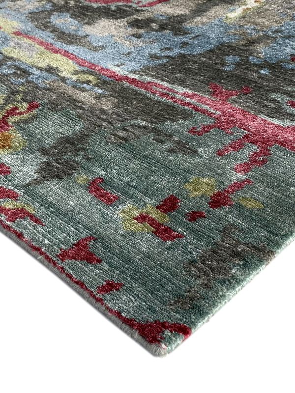 Carpetmantra Hand knotted Bamboo Silk Multi Abstract Carpet 6ft x 9ft