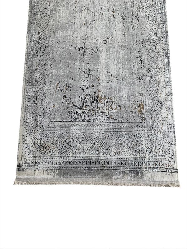 Carpetmantra Silver Abstract Runner Carpet 3.2ft X 10ft