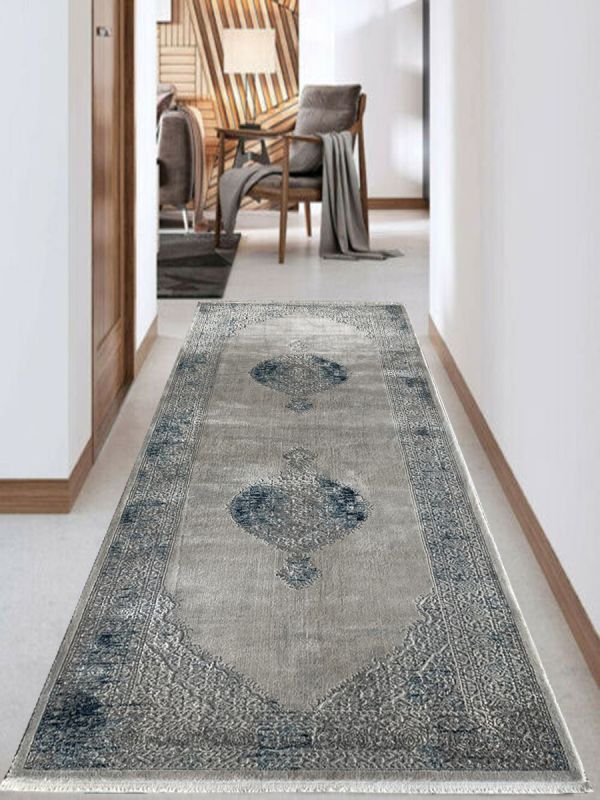 Carpetmantra Silver Modern Runner Carpet 3.2ft X 10ft