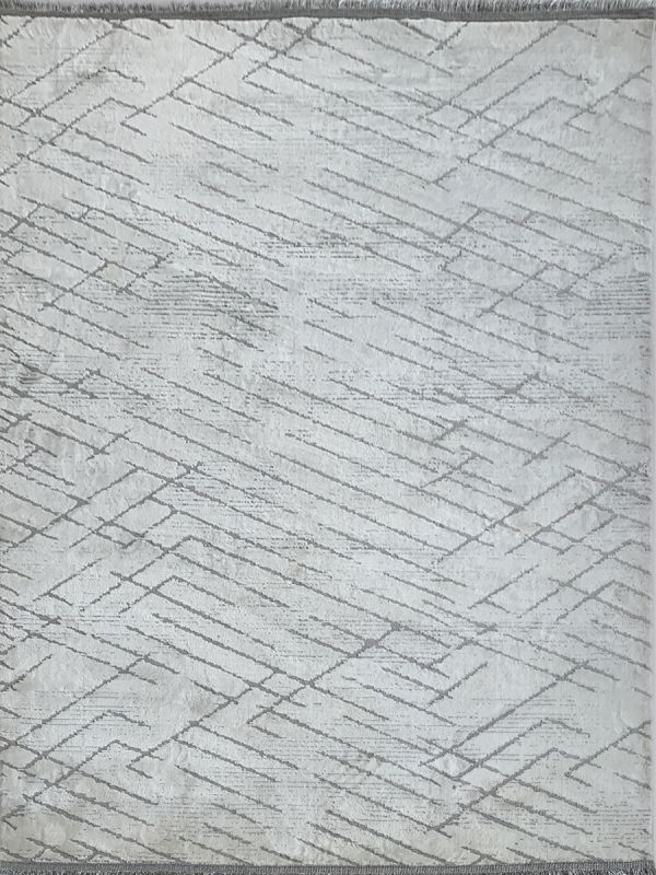 Carpetmantra Grey & White Color Super Fine Quality Material Wool Viscose Mix Modern Design Carpet 5ft X 7ft