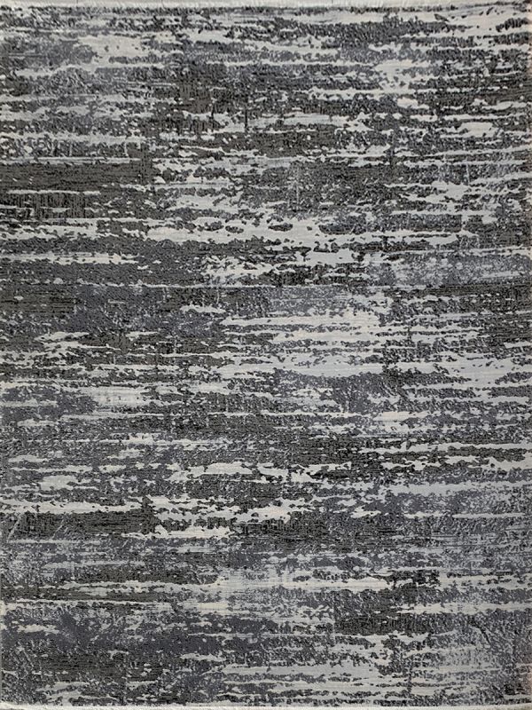 Carpetmantra Grey & Silver Color Super Fine Quality Abstract Design Material Wool Viscose Mix Carpet 6.6ft X 9.9ft