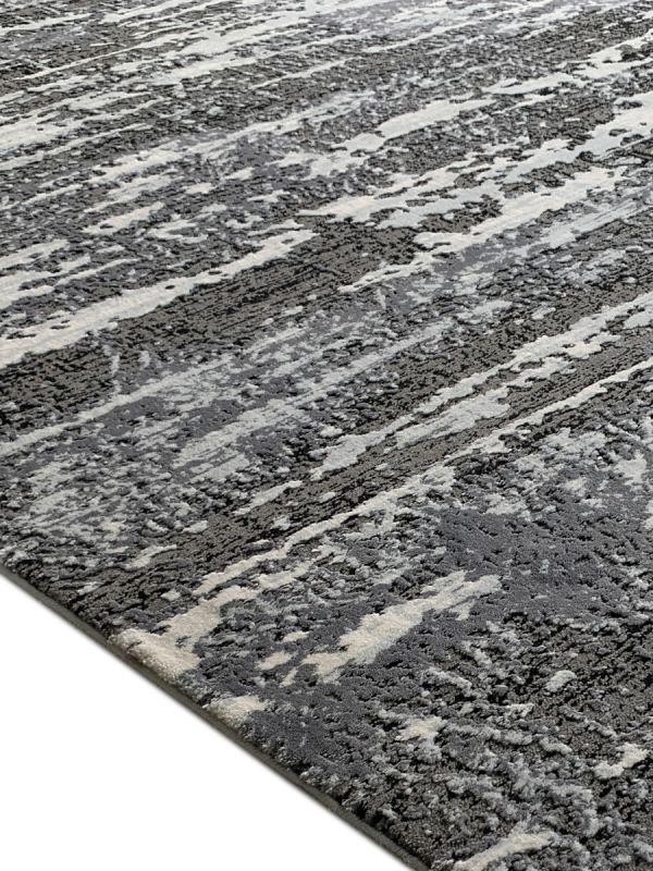 Carpetmantra Grey & Silver Color Super Fine Quality Abstract Design Material Wool Viscose Mix Carpet 6.6ft X 9.9ft