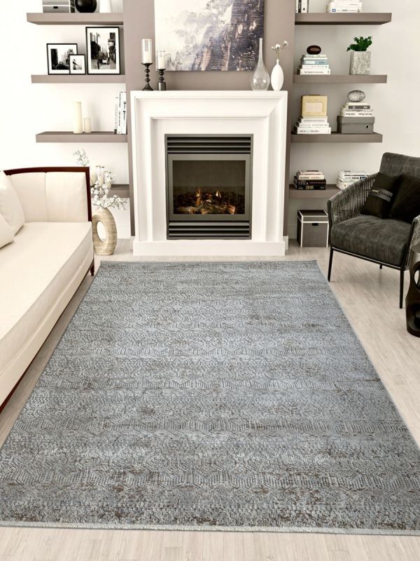 Carpetmantra Beige Color Super Fine Quality Modern Design Material Wool Viscose Mix Carpet