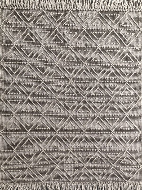 Carpetmantra Hand Woven Grey  textured Viscose  Carpet 4.6ft X 6.6ft 