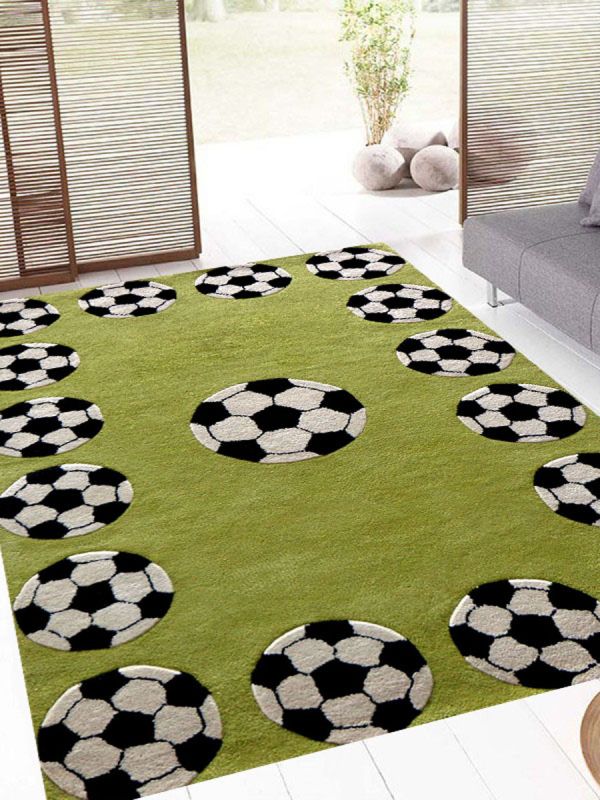 Carpetmantra Green Ball Carpet 4.6ft X 6.6ft 