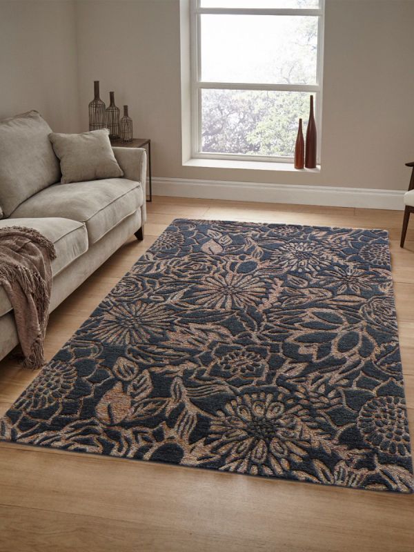 Carpet Mantra Brown Floral Carpet 4.6ft x 6.6ft 