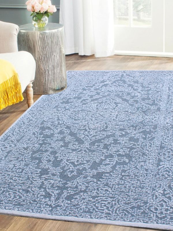 Carpet Mantra Grey & White Color Traditional Design 100% New Zealand Wool Handmade Floral Carpet 5ft x 8ft
