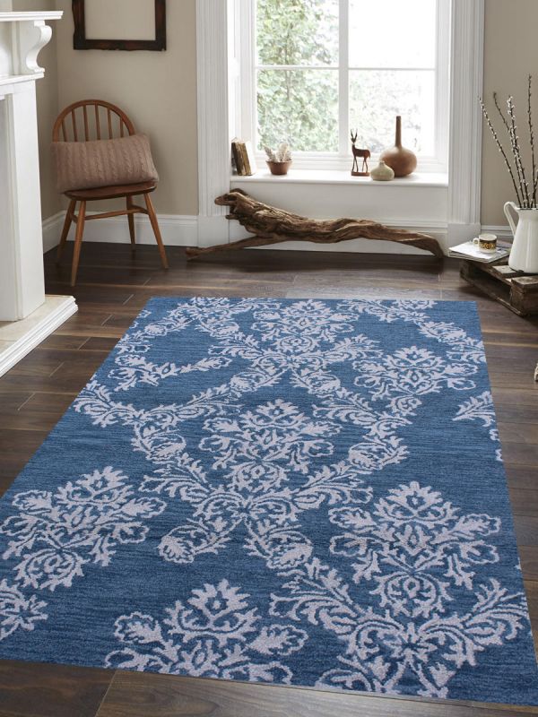 Carpet Mantra Blue Floral Carpet 5.0ft x 7.6ft 
