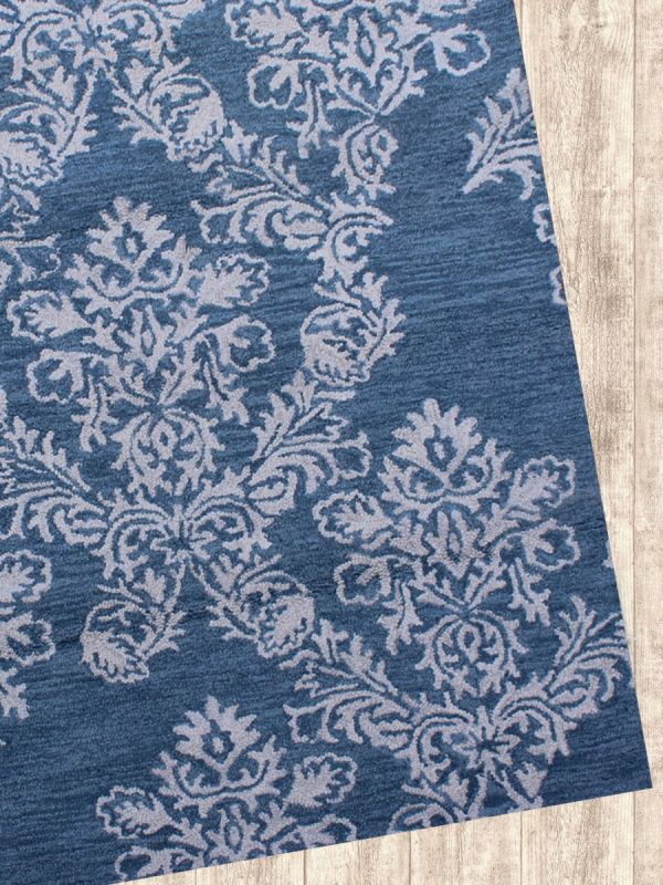 Carpet Mantra Blue Floral Carpet 5.0ft x 7.6ft 