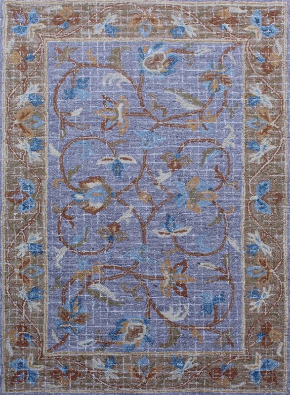 Carpet Mantra Blue Floral Carpet 5.0ft x 7.6ft  