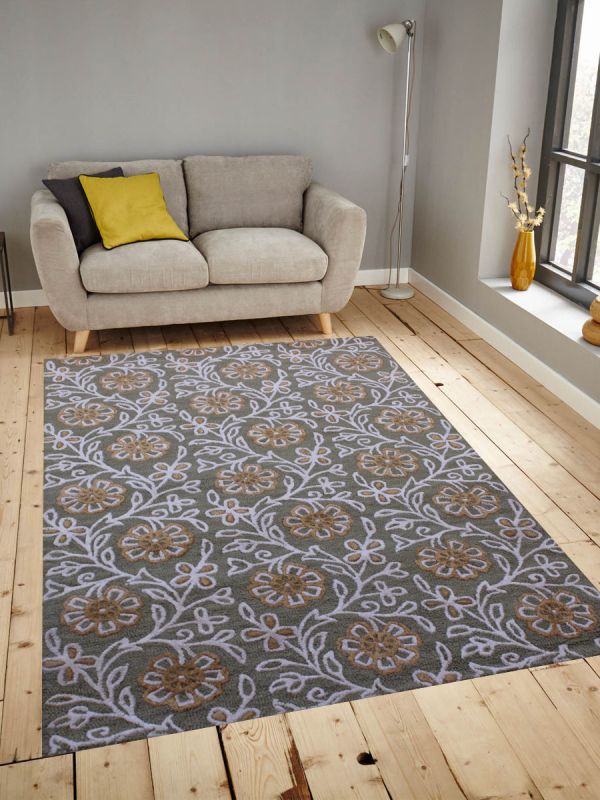 Carpet Mantra Green Floral Carpet 5.0ft x 7.6ft 