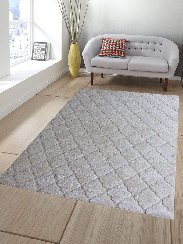 Carpet Mantra White Modern Carpet 4.6ft x 6.6ft 