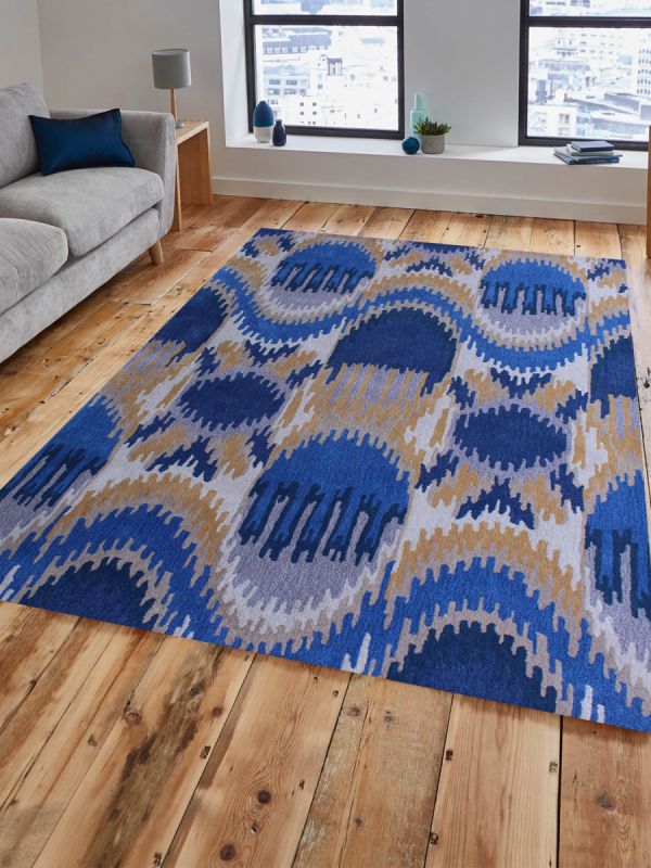 Carpet Mantra Blue Modern Carpet 4.6ft x 6.6ft  