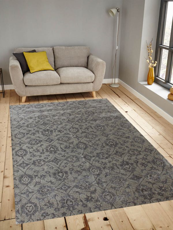 Carpet Mantra White Floral Carpet 5.6ft X 8.6ft 