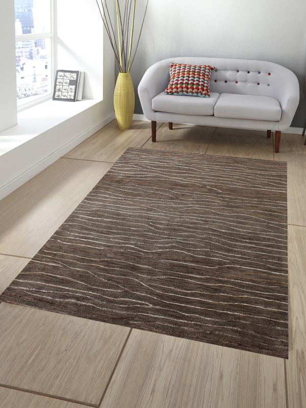 Carpet Mantra Brown Modern Carpet 5.6ft X 8.5ft 