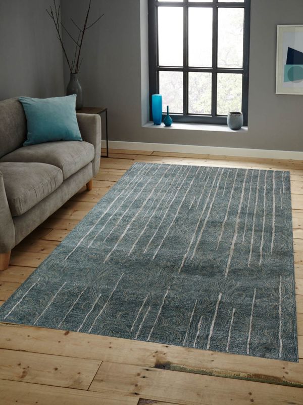 Carpet Mantra Turquoise Modern Carpet 5.5ft X 8.5ft 