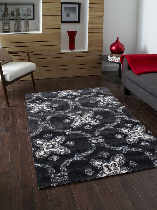 Carpetmantra Black Modern Carpet 3.7ft X 5.5ft 