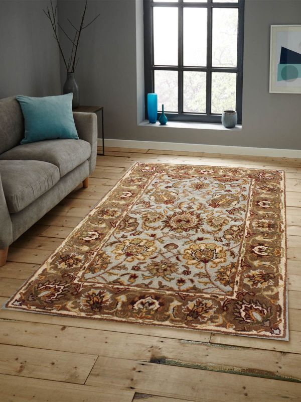 Carpetmantra Creme Floral Carpet 3.9ft X 5.9ft 