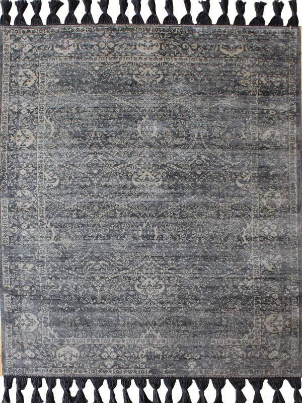 Carpetmantra Grey Floral Carpet 5.6ft X 7.8ft