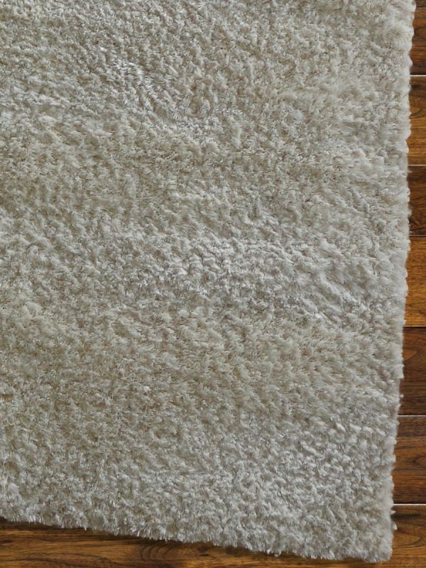 Carpetmantra White Metalic Shaggy Carpet
