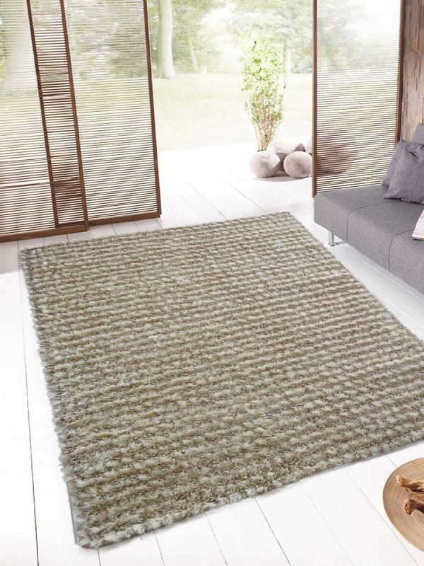 Carpetmatra White Tassel Shaggy 4.6ft X 6.6ft 