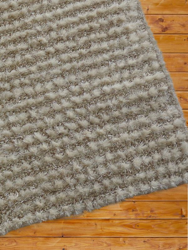 Carpetmatra White Tassel Shaggy 4.6ft X 6.6ft 